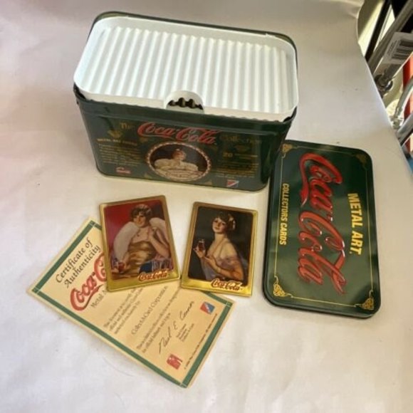 Coca-Cola Metal Art Collectors Cards Tin Collect-A-Card 1994 Green Box Coke - Picture 1 of 4